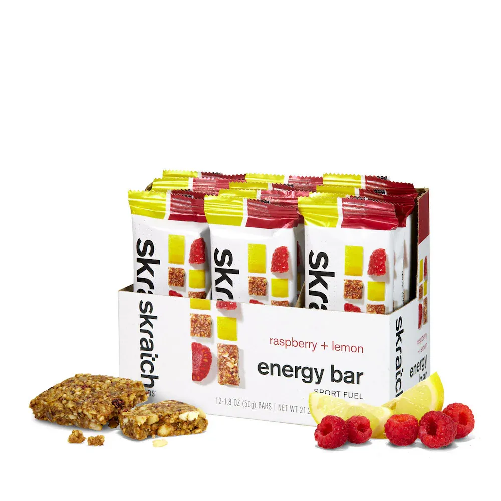 Skratch Labs Energy Bar Sport Fuel - Raspberries and Lemon, Box of 12