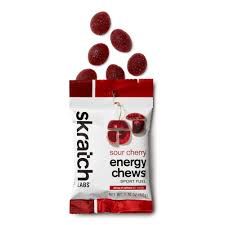 Skratch Labs Energy Chews Sport Fuel - Caffeinated Sour Cherry, Box of 10