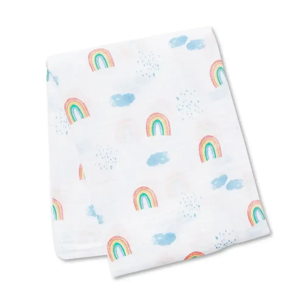 Cotton Muslin Swaddle Blanket - Rainbow Sky