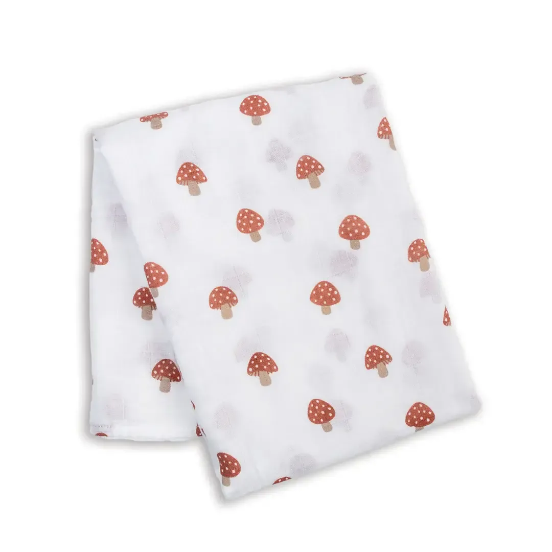 Cotton Muslin Swaddle Blanket - Mushroom