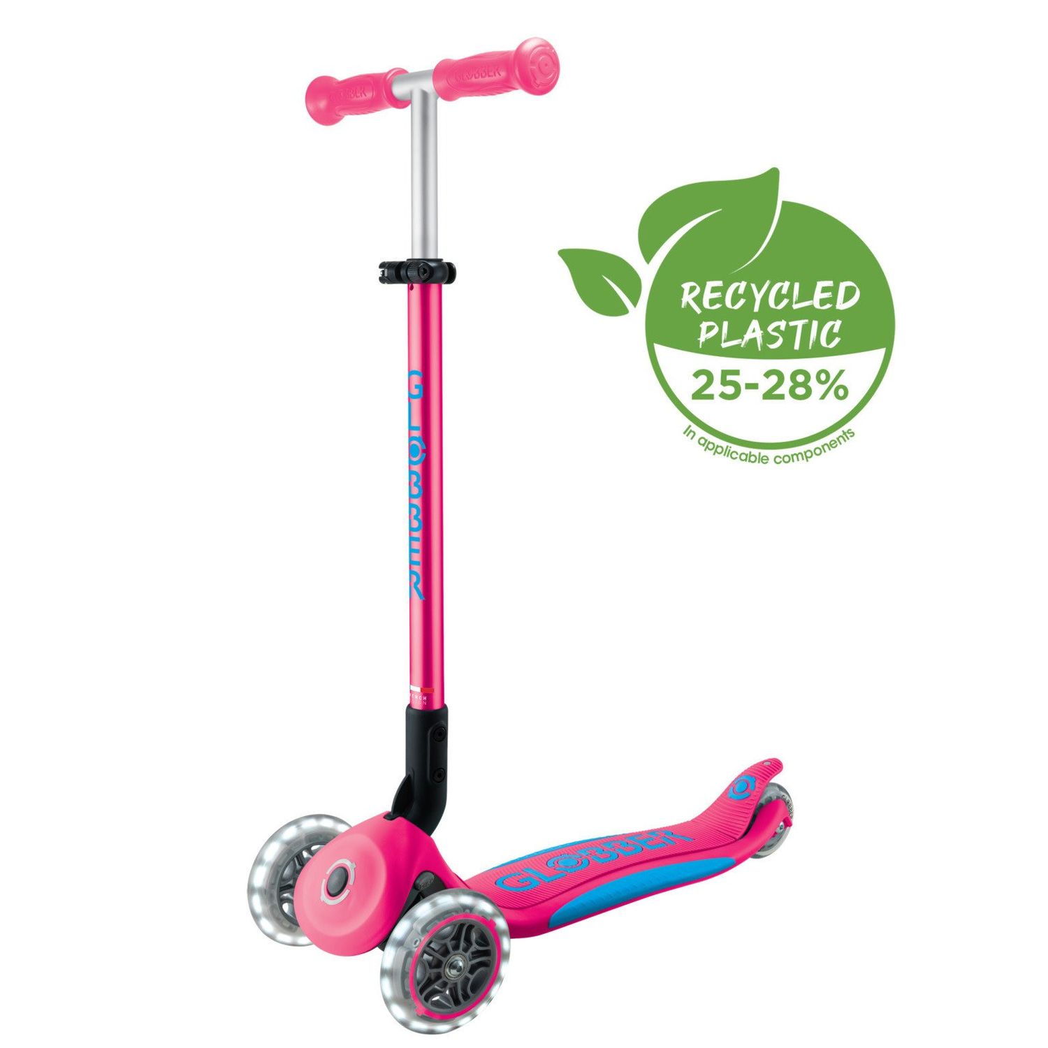 Globber Primo Foldable Plus with Lights- Pink