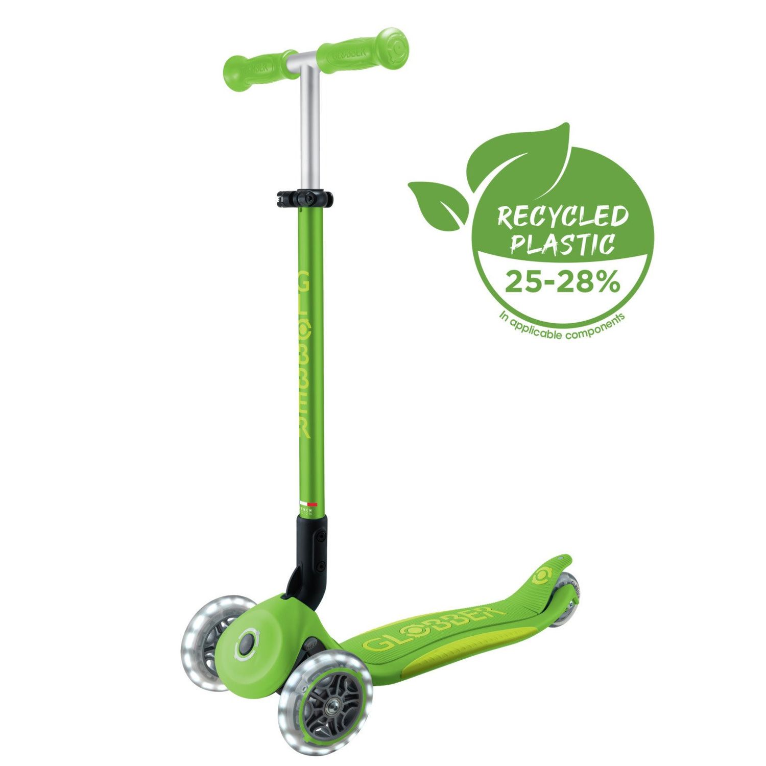 Globber Primo Foldable Plus with Lights- Lime