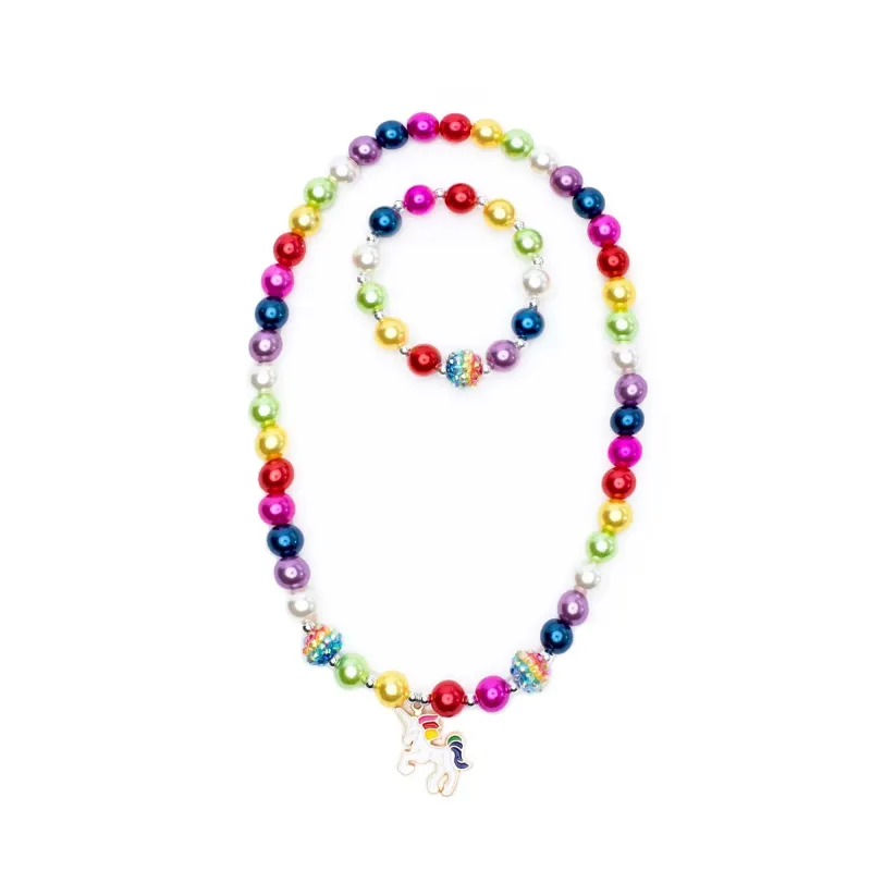 Great Pretenders Gumball Rainbow Necklace and Bracelet Set