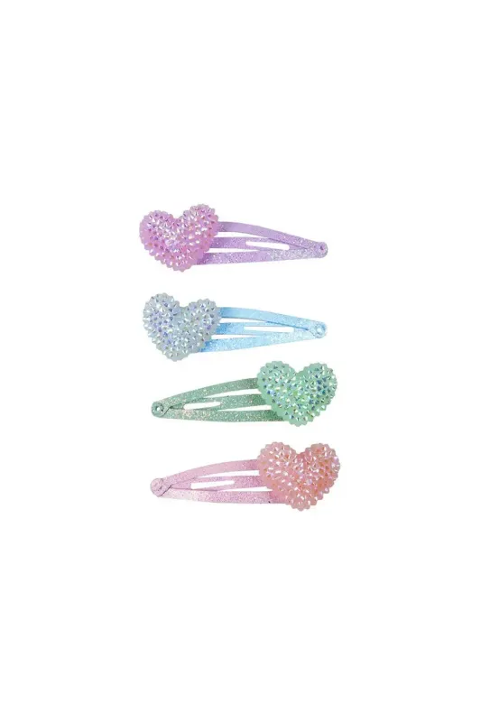 Great Pretenders Sparkle Heart Bobble Hair Clips, 4pcs