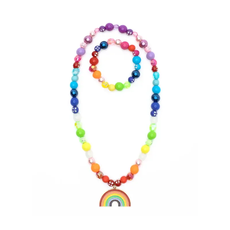 Double Rainbow Necklace &amp; Bracelet Set, 2pc