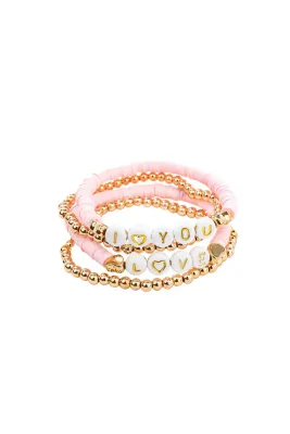 Great Pretenders Pink Love Bracelets,  4pcs