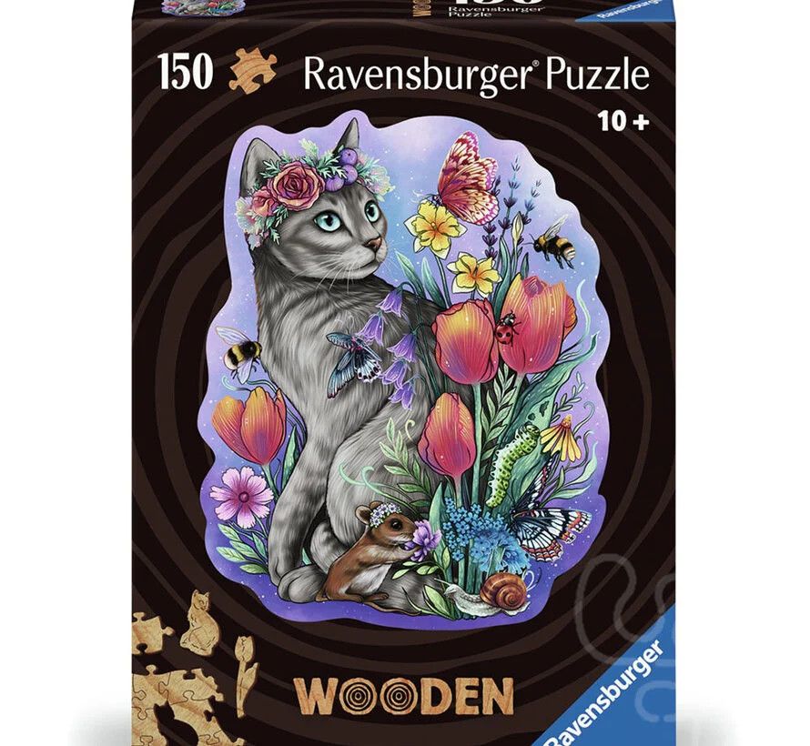 Ravensburger WOOD: Lovely Cat 150 pc Puzzle
