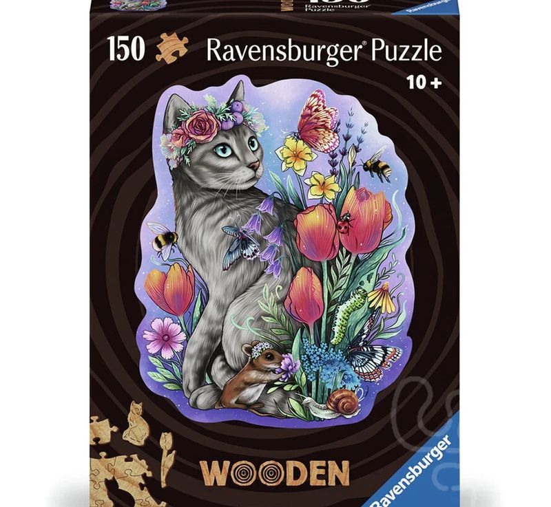 Ravensburger WOOD: Lovely Cat 150 pc Puzzle