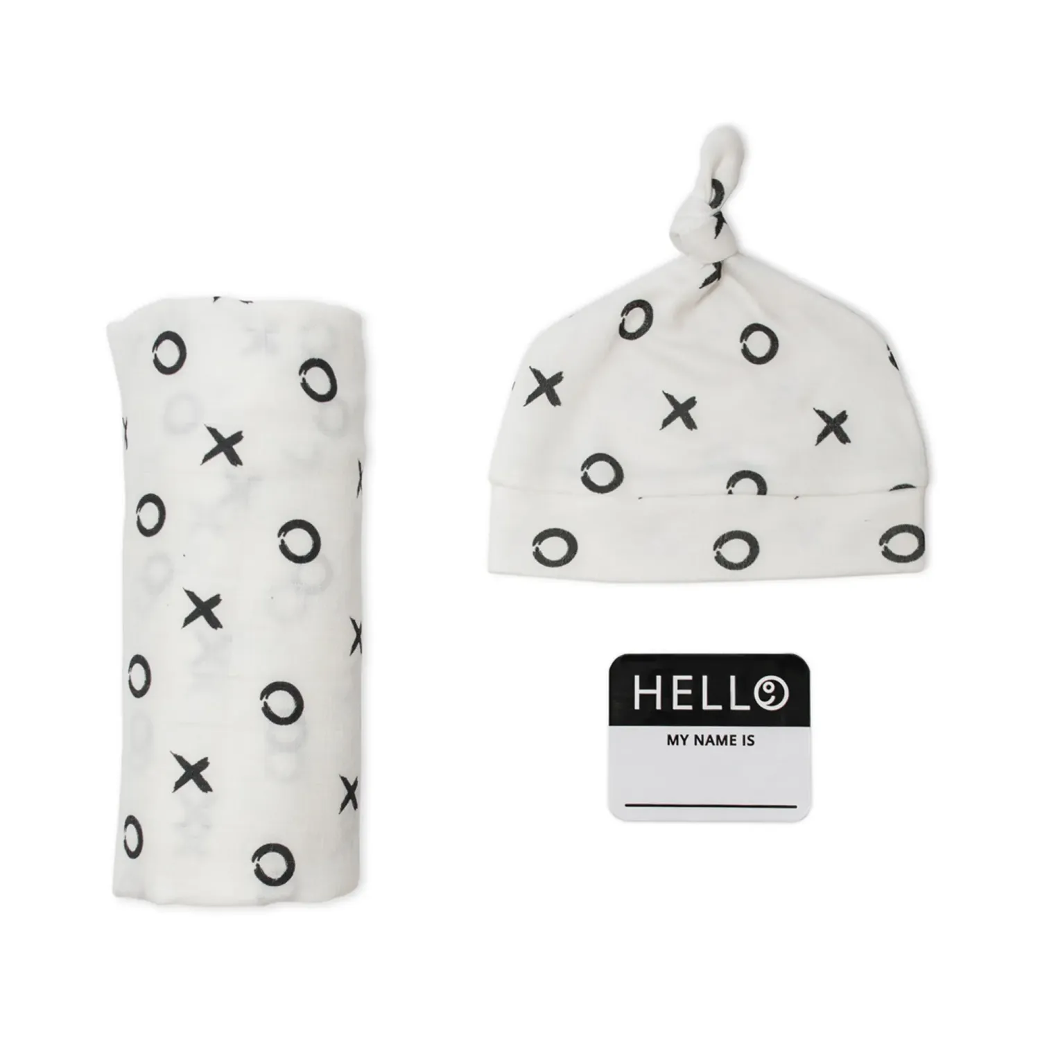 Lulujo Hello World Hat &amp; Swaddle Set - XO