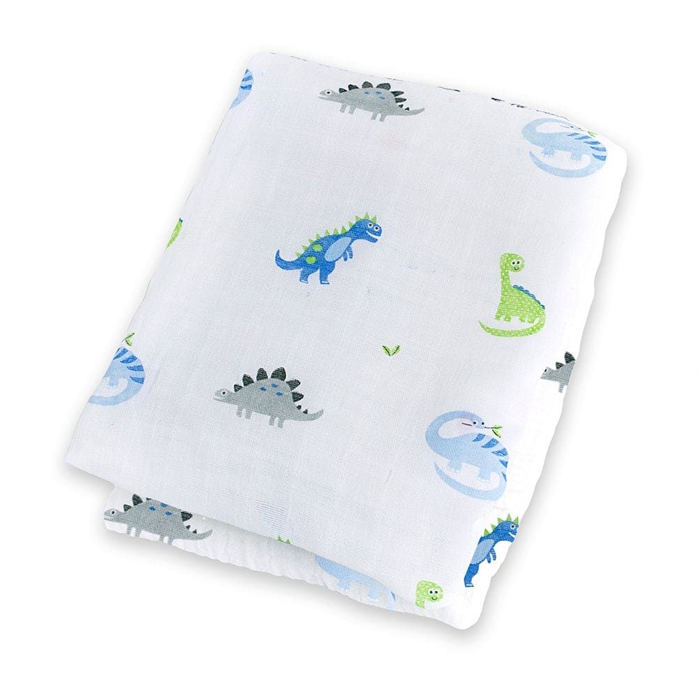 Lulujo Cotton Muslin Swaddle Blanket - Dinos