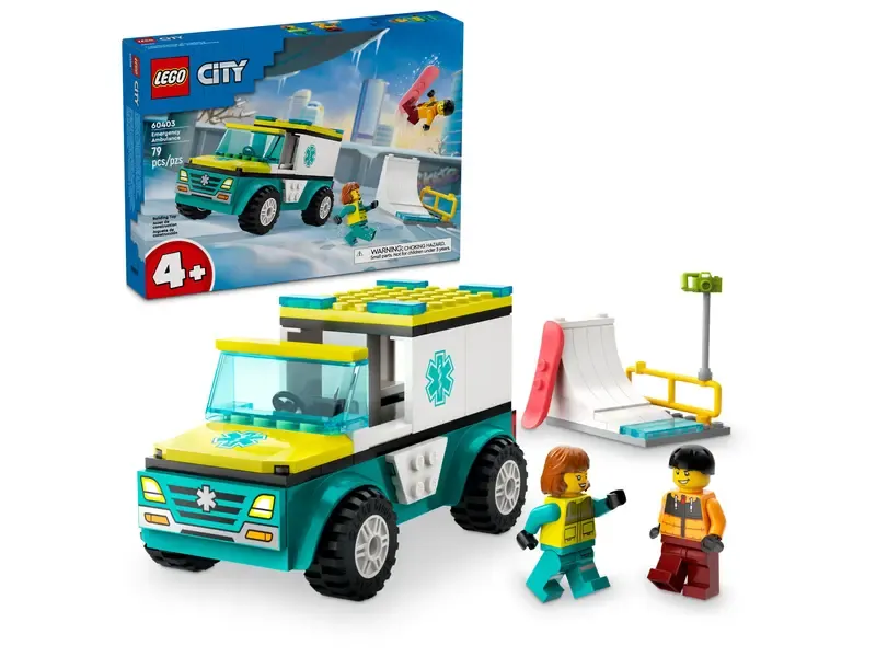 Lego City Emergency Ambulance and Snowboarder