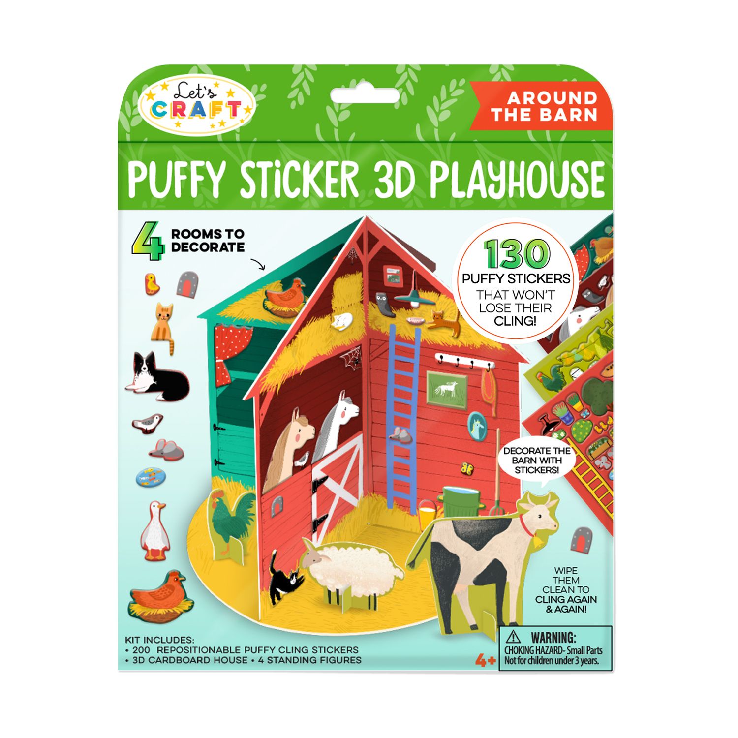 Bright Stripes Puffy Sticker 3D Playhouse: Around the Farm
