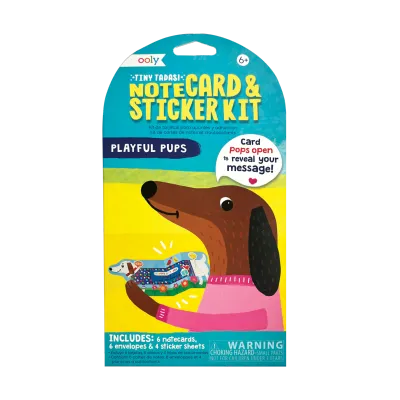 Ooly Tiny Ta-Das! Note Cards &amp; Stickers Playful Pups