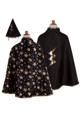 Great Pretenders Reversible Wizard Cape &amp; Hat 4-6y