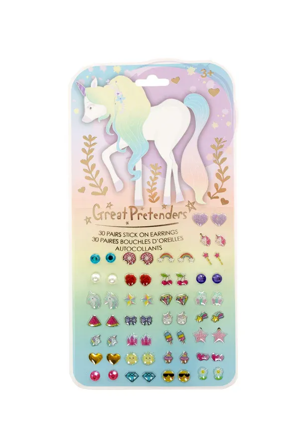 Great Pretenders Whimsical Unicorn Sticker Earrings, 30 pairs