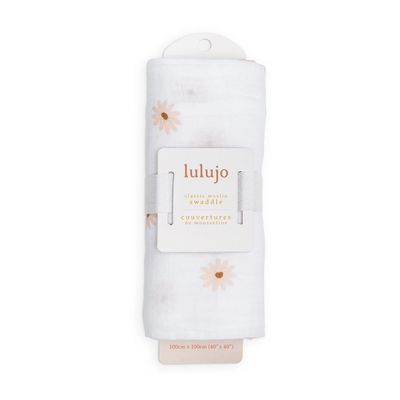 Lulujo Cotton Muslin Swaddle Daisies