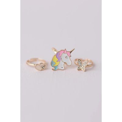 Great Pretenders Boutique Butterfly &amp; Unicorn Ring Set, 3pcs