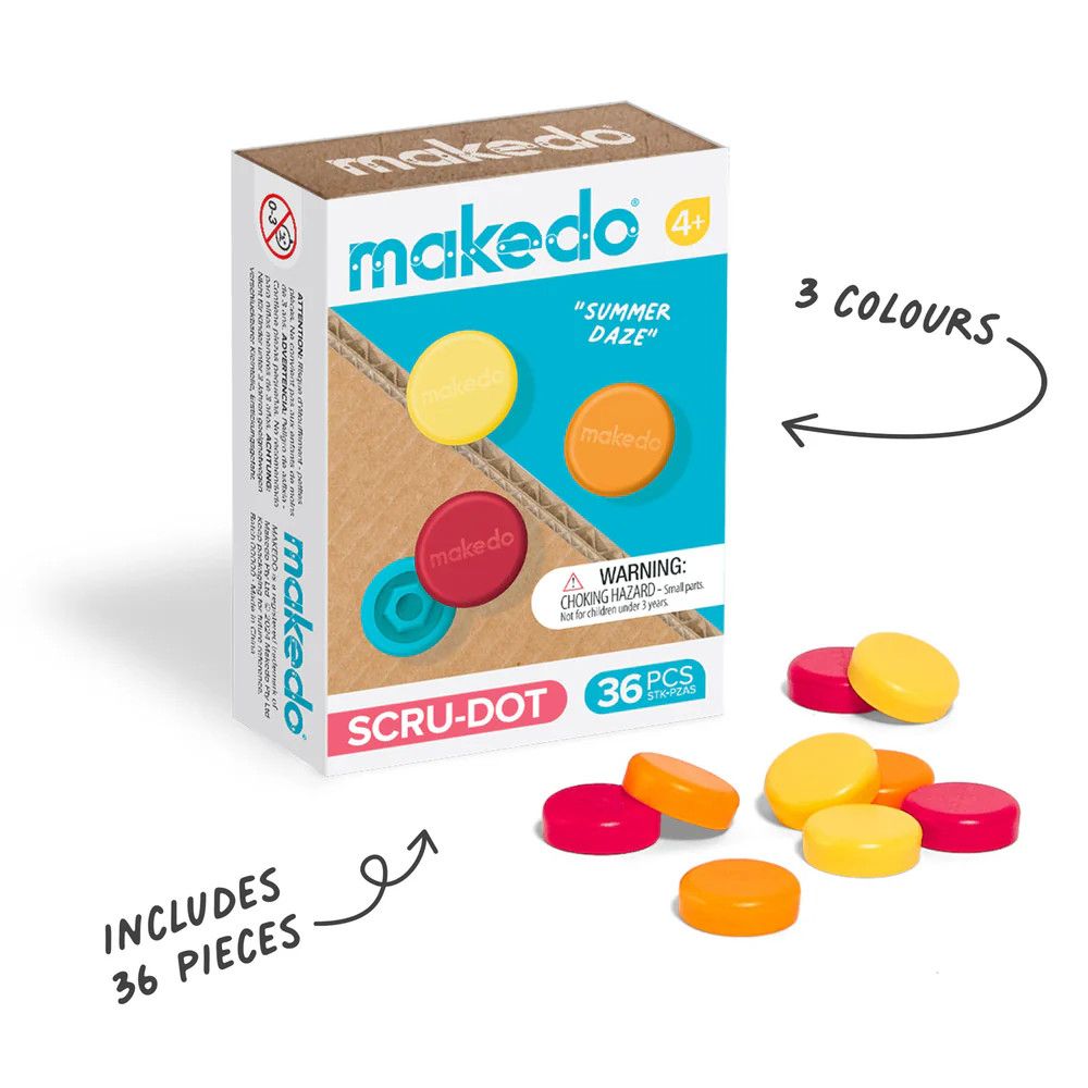 Makedo Cardboard Construction Scru-Dots, Color: Summer Daze