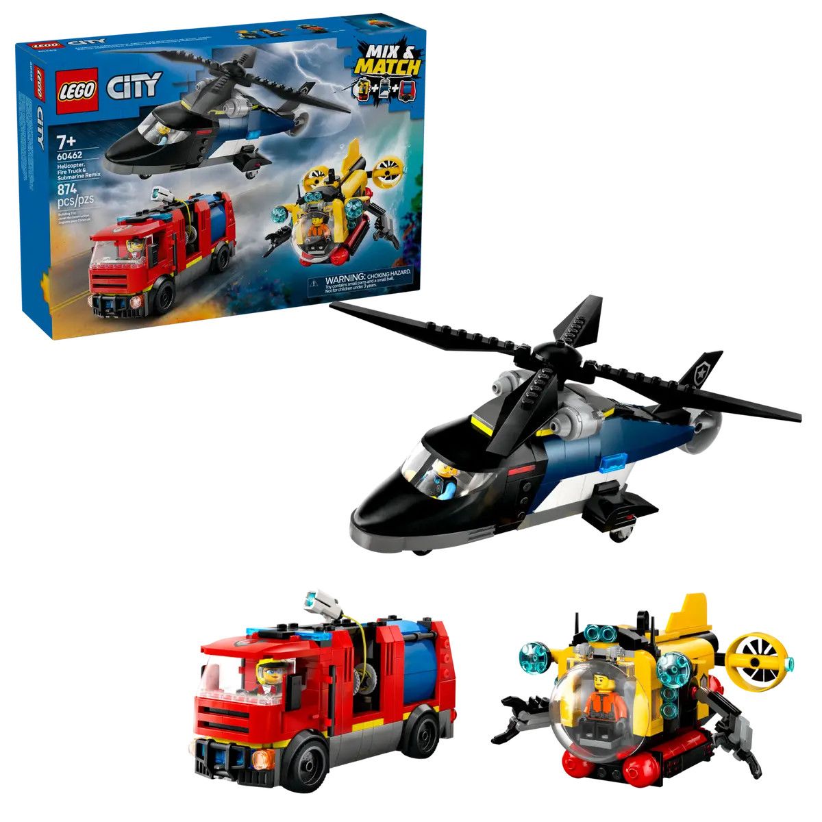 Lego City Helicopter, Fire Truck &amp; Submarine Remix