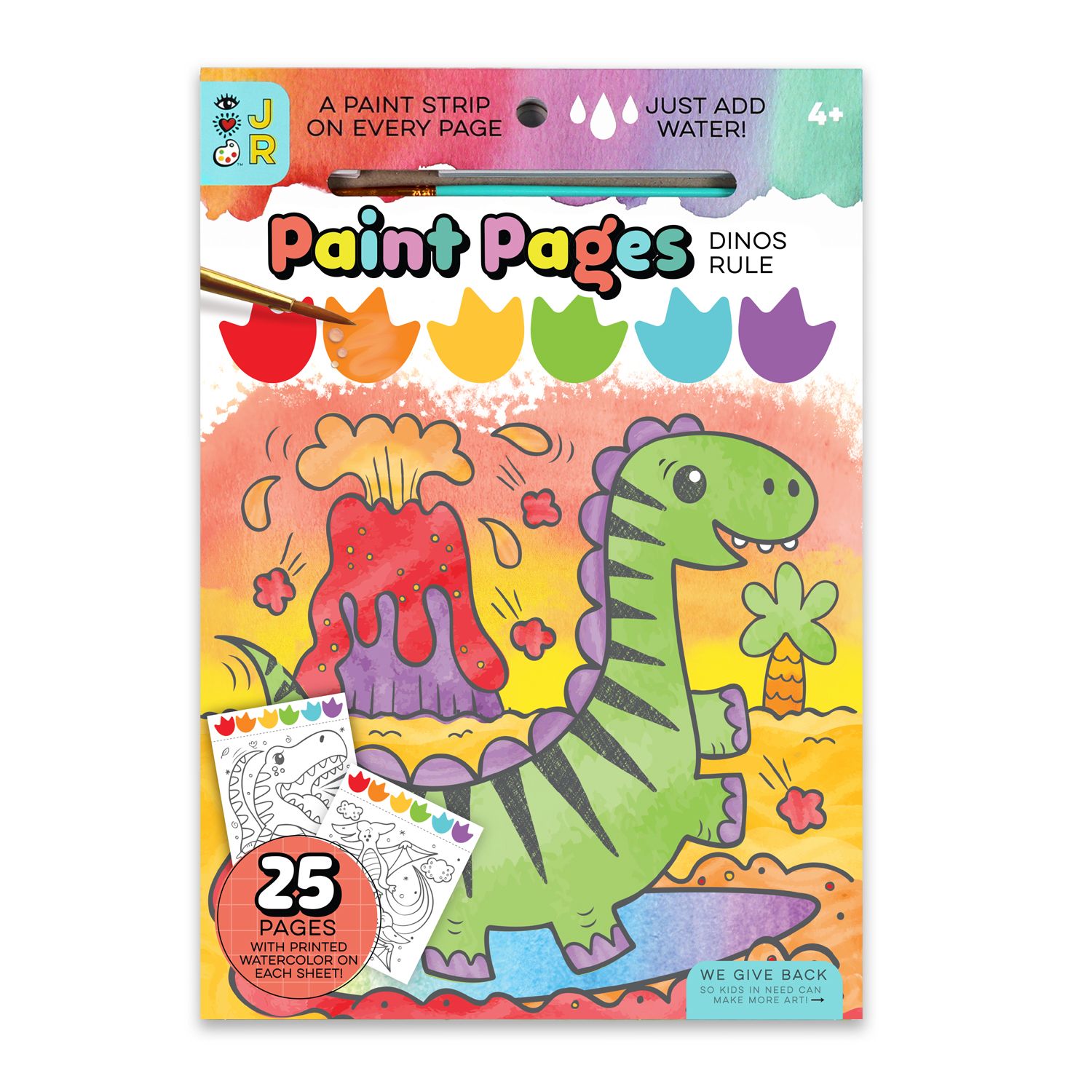 Bright Stripes Paint Pages: Dino Rule