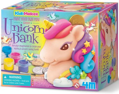 4M KidzMaker Paint Your Own Mini Glitter Unicorn Bank