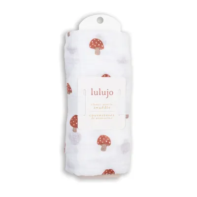 Lulujo Cotton Muslin Swaddle Blanket - Mushroom
