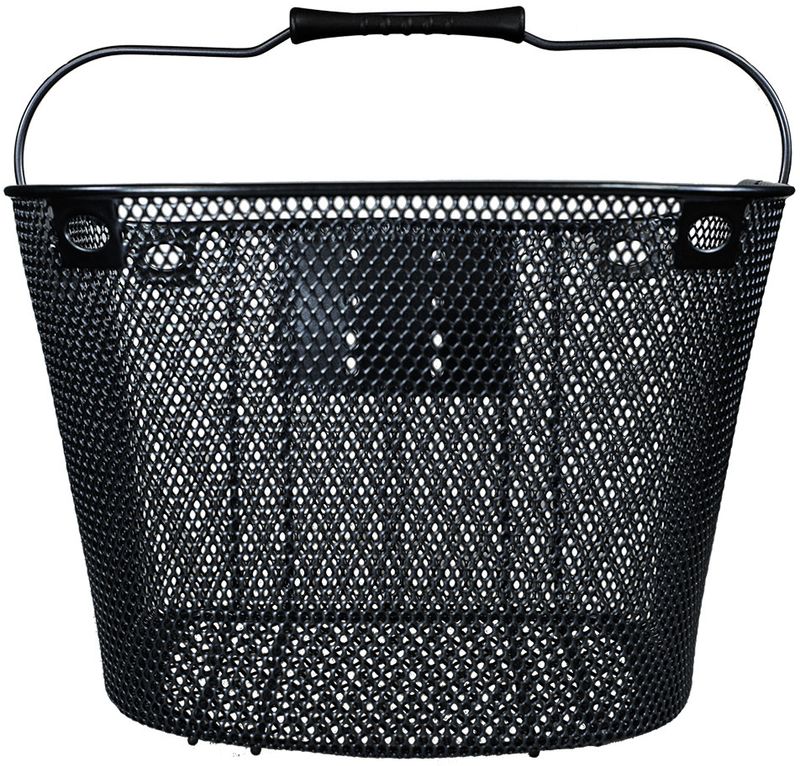 BASKET - METAL FRONT W/MESH BAG BLACK
