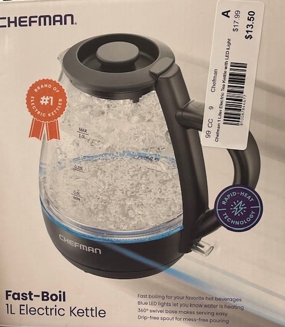 Chefman 1 Liter Electric Tea Kettle with LED Light