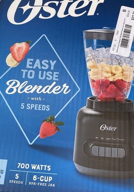 Oster 6 Cup 5 Speed 700 Watt Plastic Jar Easy To U