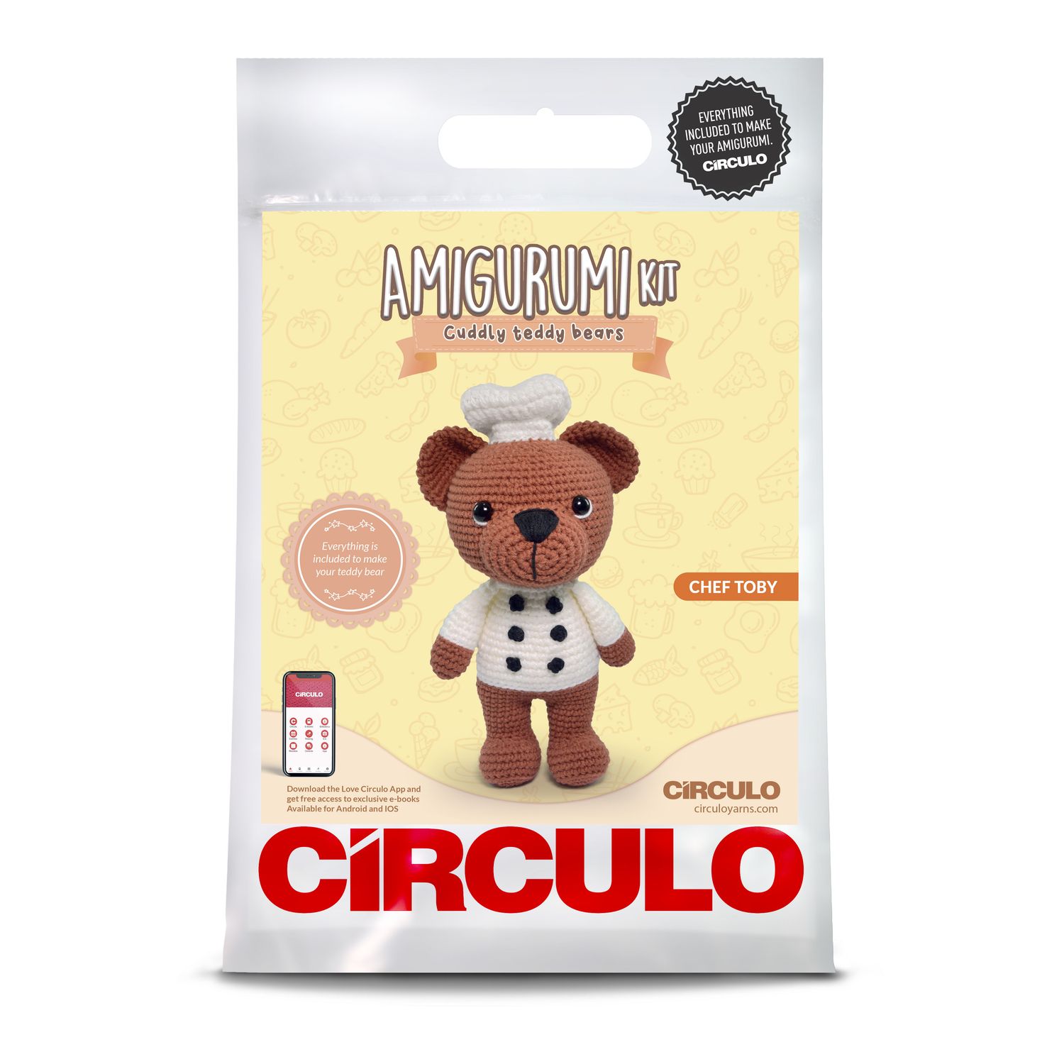 Circulo - Amigurumi Kit Cuddly Teddy Bear - , Color: Chef Toby