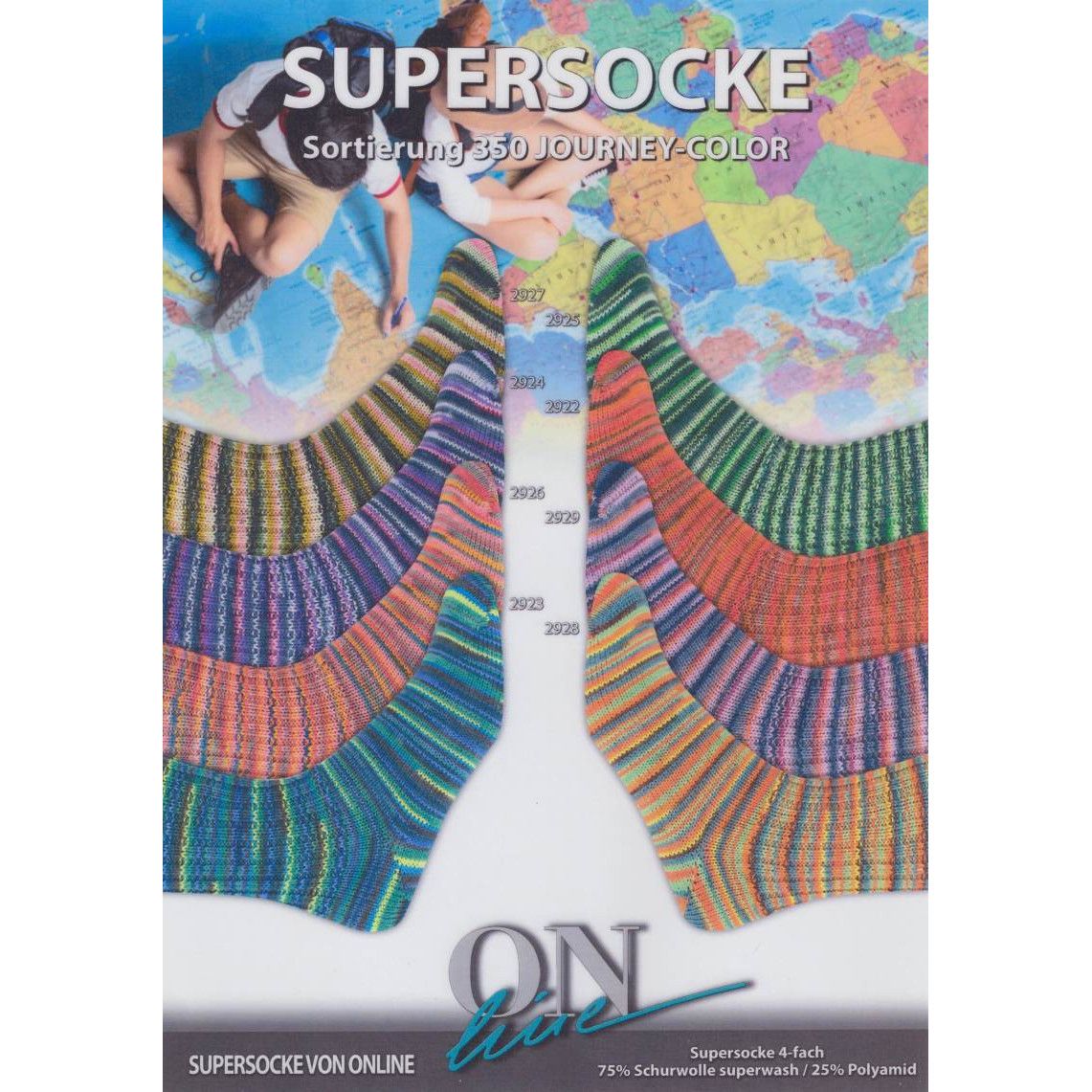 Online - Supersocke 350 Style - Journey Color 4-Ply, Color: 2922