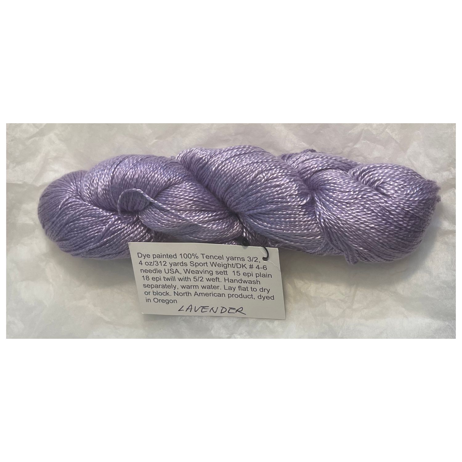 Teresa Ruch - Hand Dyed 3/2 Tencel Yarn, Color: Lavender