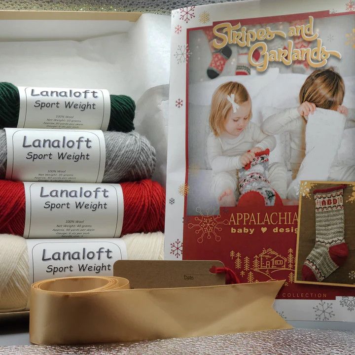 Appalachian Baby Design - Christmas Stocking Kit, Color: Stripes &amp; Garlands