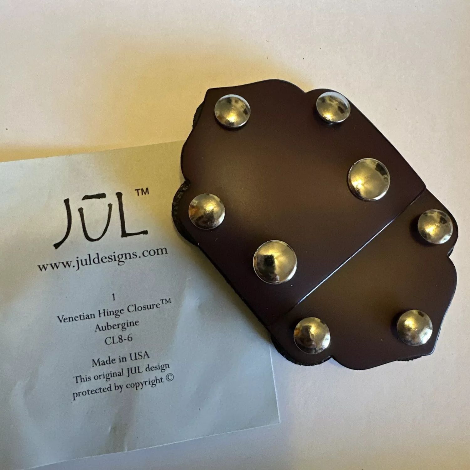 JUL - Venetian Hinge Closure, Color: Aubergine