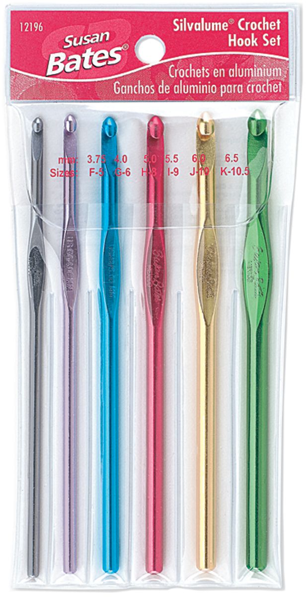 Susan Bates - Silvalume Aluminum Crochet Hook Set F-K
