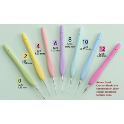 Clover - Amour Steel Crochet Hook, Size: 12 (0.60 mm) Pink