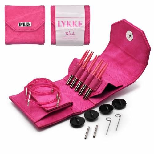 LYKKE Crafts - IC Birchwood Knitting Needle Set, Color: Blush (Fuchsia Faux Denim), Size: 3.5&quot;