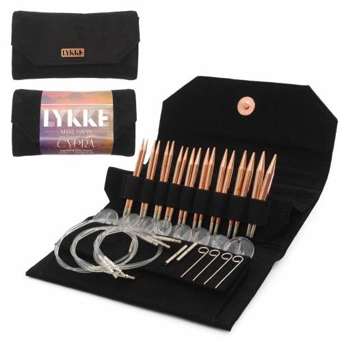 LYKKE Crafts - Cypra IC Knitting Needle Set, Color: Black Vegan Suede, Size: 3.5&quot;