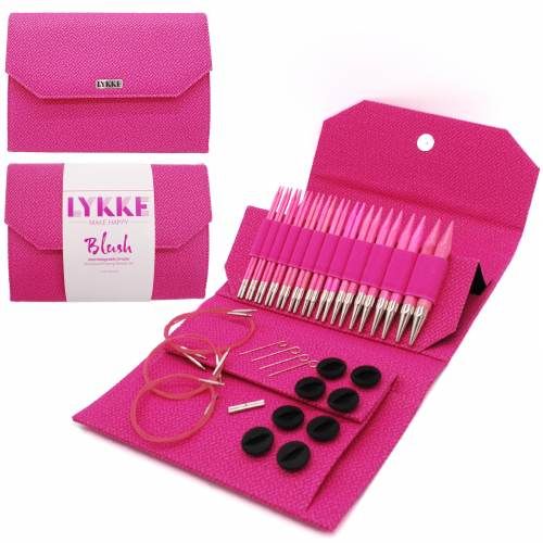 LYKKE Crafts - IC Knitting Needle Set  5&quot; Blush (Magenta Basketweave Effect)