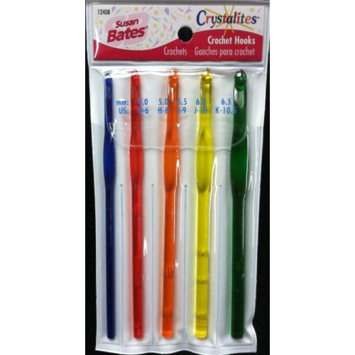 Susan Bates - Crystalite Crochet Hook Set, Size: G - K (4 mm - 6.5 mm)