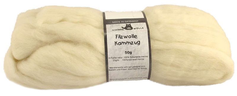 Shoppel wolle - Filzwolle Kammzug, Color: 1021 980 - Off-White