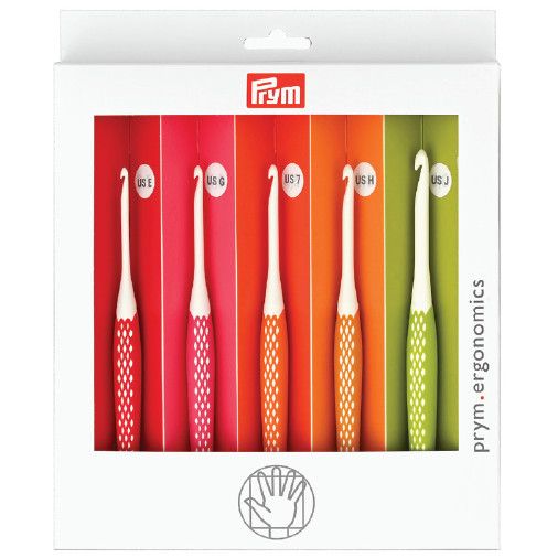 Prym - Ergonomics Crochet Hook Set, Size: Small (E - J) (3.5 mm - 6 mm)