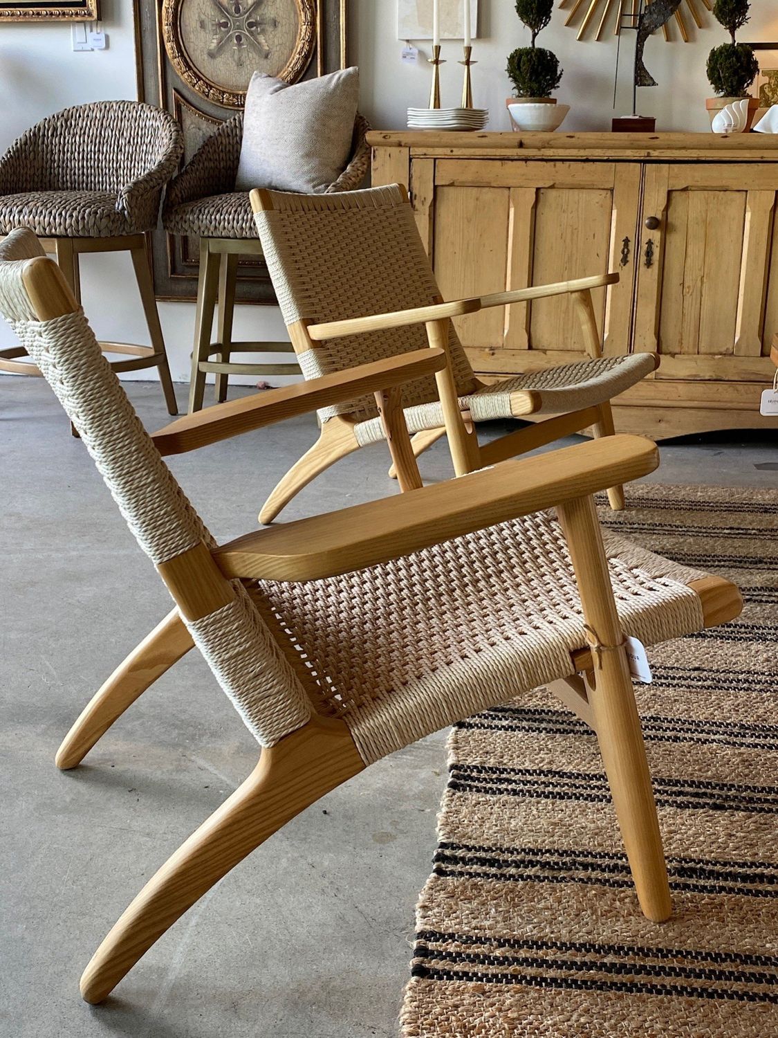Hans Wegner Style Woven Lounge Chair (Pair Avail)