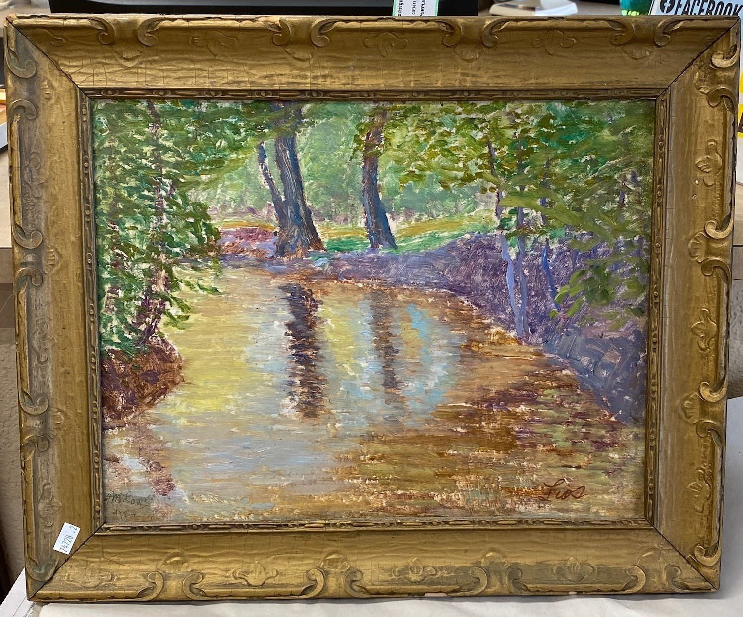 Vintage Plein Air Landscape, Signed, 1924