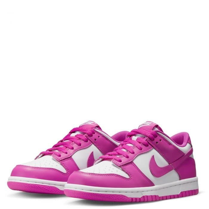 GRADE SCHOOL NIKE DUNK LOW Girls – White/Active Fuchsia 5Y