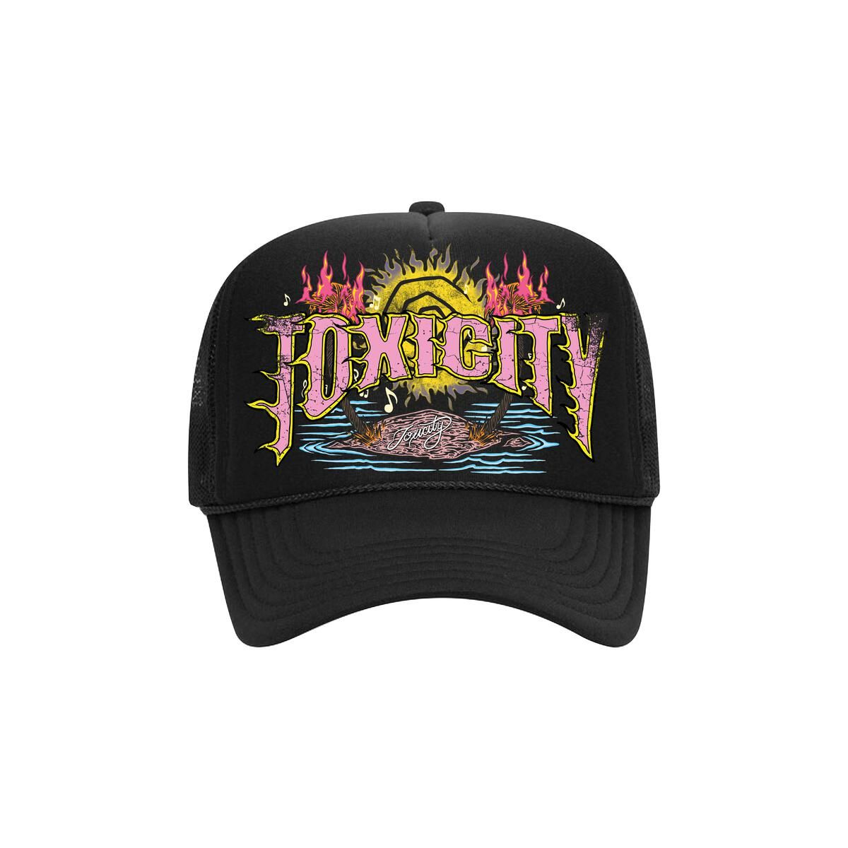 TROUBLE IN PARADISE TRUCKER, Size: BLACK