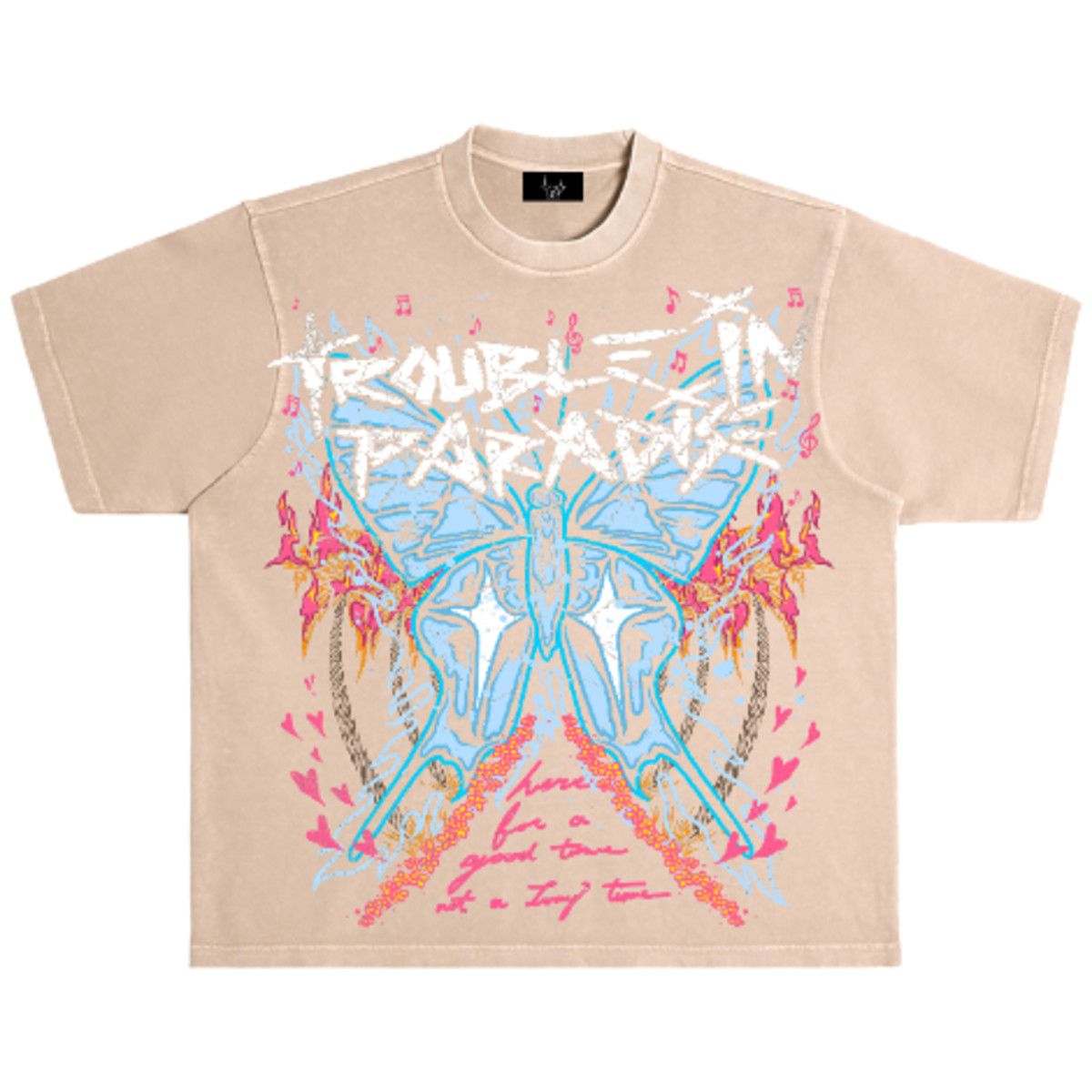 TROUBLE IN PARADISE OVERSIZED TEE, Color: BURRO BLUE, Size: S