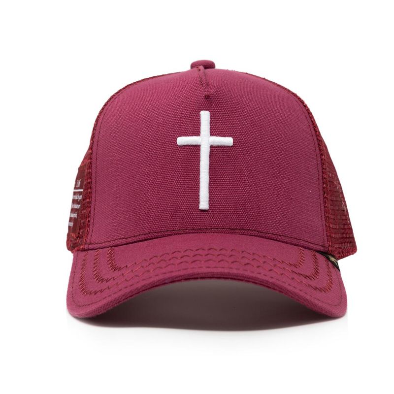 Gold Star Cross Burgundy trucker hat