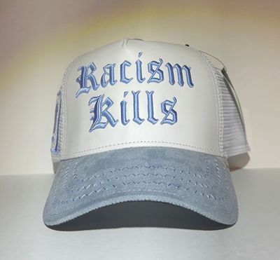Gold Star Hats Racism kills  White/Light Blue