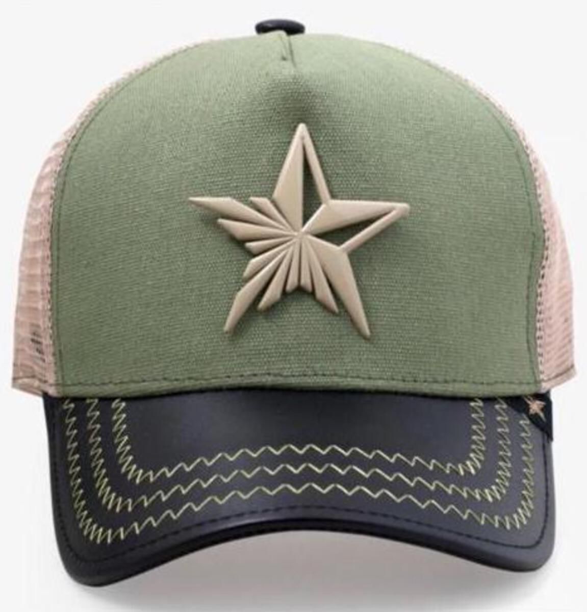 Gold Star trucker hat Star logo Green/Black